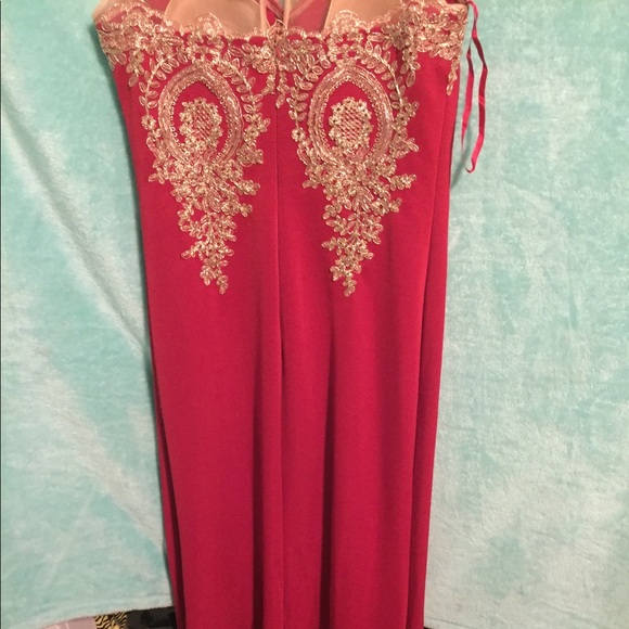 Red/ Gold Prom Dress - Picture 2 of 4